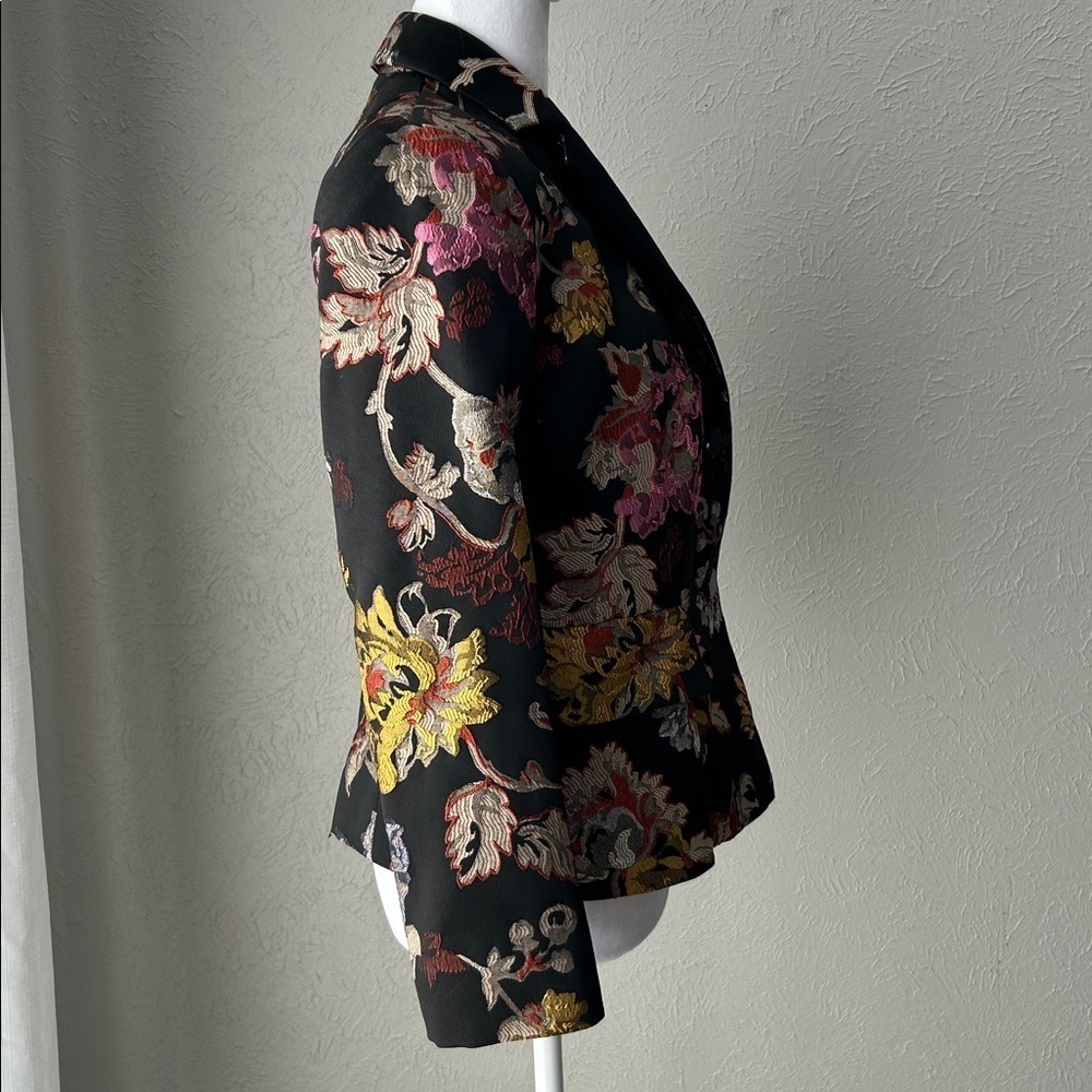 Carlisle New York floral jacquard blazer black multicolor size 6 - Picture 3 of 13